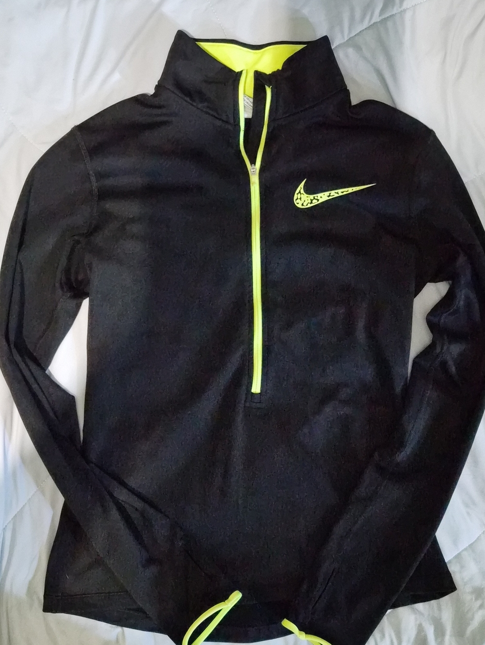 Nike Black Quarter-Zip Jacket with Neon Yellow Accents